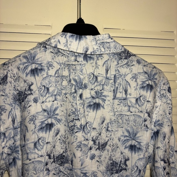Rachel Zoe Safari Print Belted Button-Down Top Blue White Women’s Size S White - Picture 3 of 15